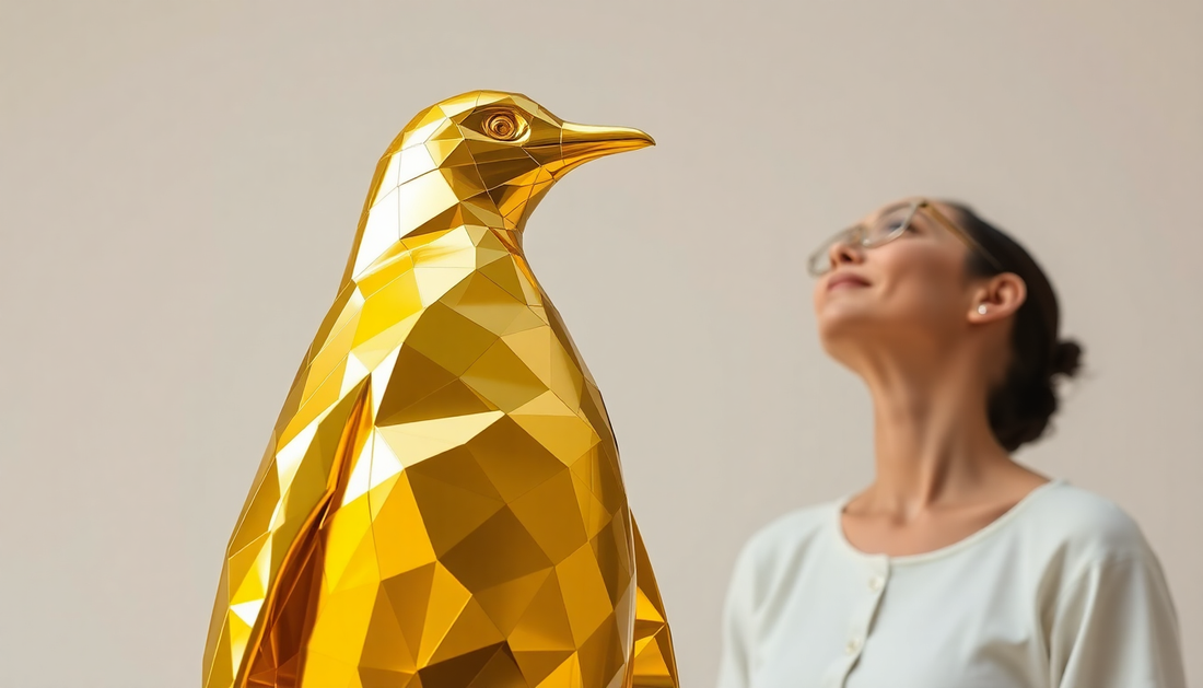 Embrace the Whimsical with Buzjuk's Modern Resin Penguin Ornament