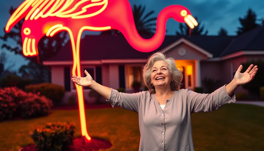 Bring the Flamingo Flair to Your Yard with Buzjuk's Solar-Powered Neon Lamp