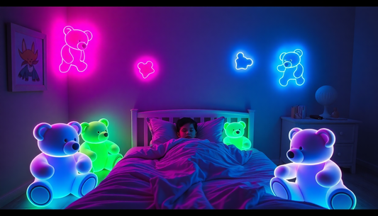 3D Neon Teddy Bears Keep Me Safe at Night, 9-Year-Old Tells Reporters