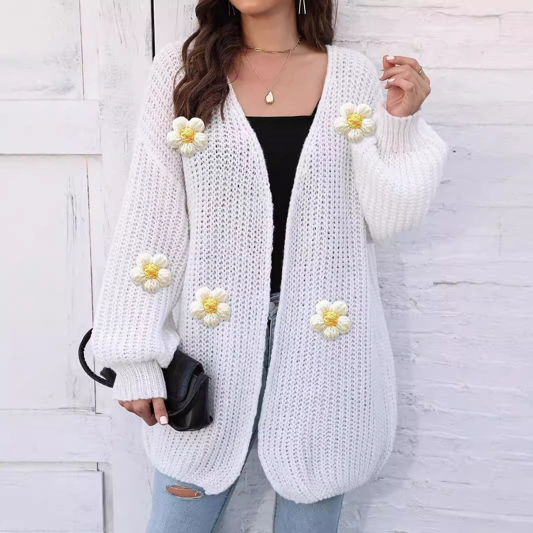 Charming Crochet Blossom Sweater Coat for Women – A Whimsical Wardrobe Wonder!