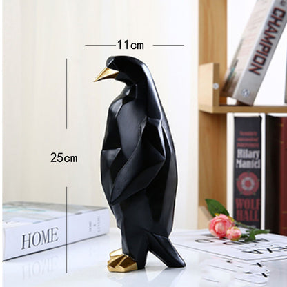 Charming Geometric Penguin Delight: Whimsical Resin Ornament for Playful Spaces