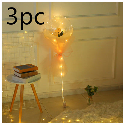 Radiant Rose Glow Balloon Wonderland - Sparkling Bobo Balloons with Twinkling Lights