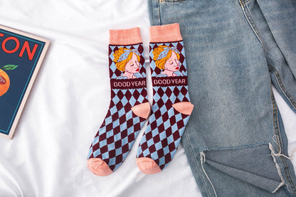 Whimsical Lovebirds Graffiti Socks