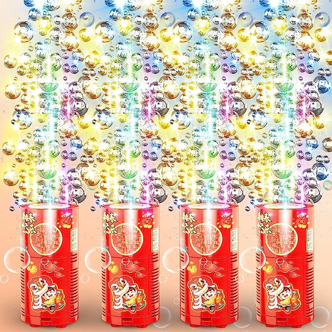 Magical Fireworks Bubble Machine with LED Lights and Music - Portable Bubble Maker for Kids’ Parties, Weddings, and Outdoor Fun