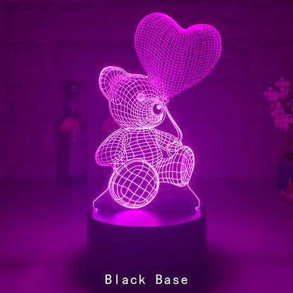 Whimsical 3D Teddy Bear Glow Buddy - Remote-Controlled LED Night Lamp in Adorable Acrylic for Magical Home Vibes, Birthday Surprises, and Heartwarming Celebrations!