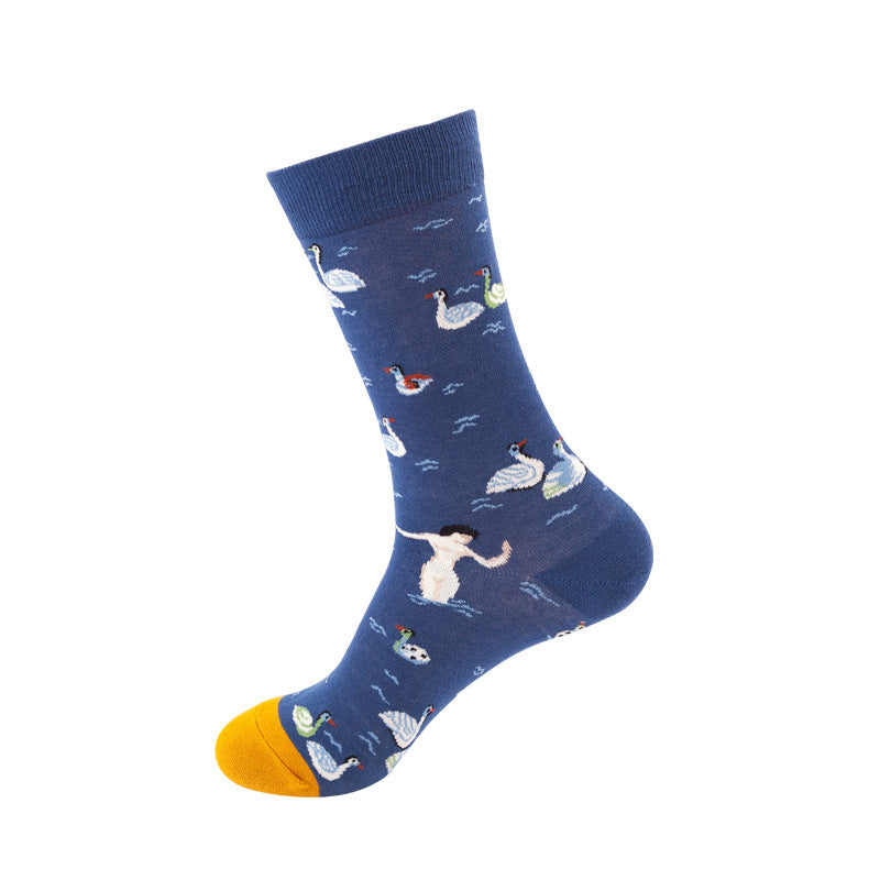 Whimsical Cotton Skate Socks: A Funky Fusion of European and American Vibes