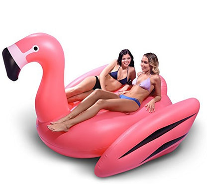 Eco-Friendly Inflatable Flamingo Pool Float with Cup Holder and Rope Buckle, 190CM