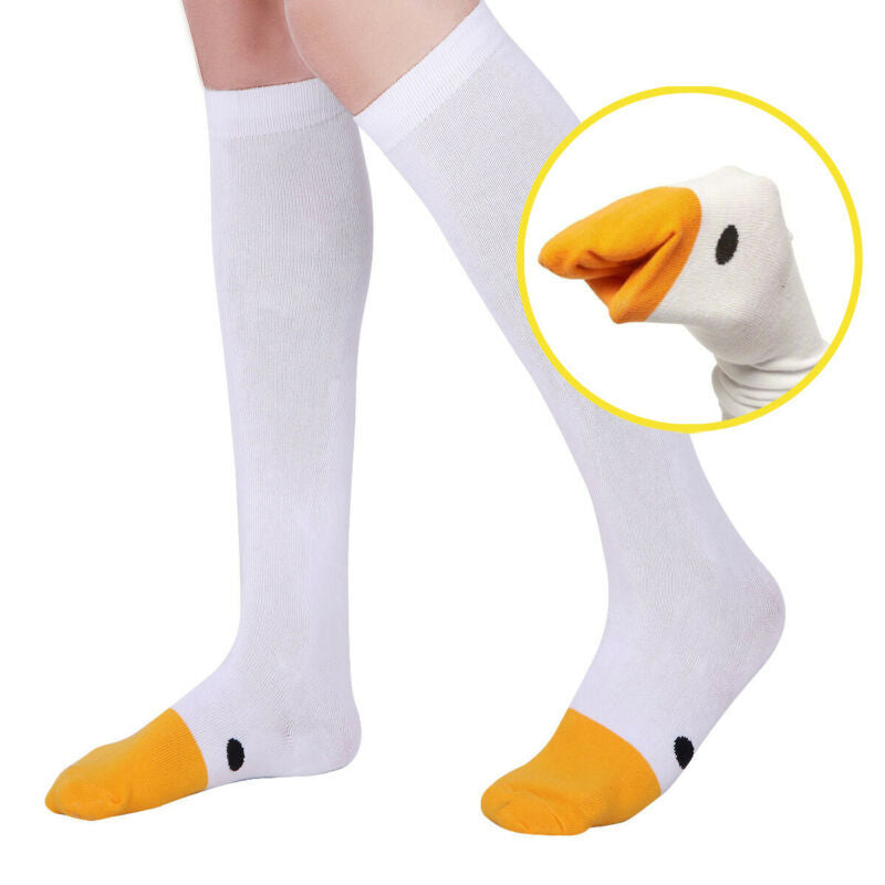 Whimsical Waddling Goose Cotton Socks - Playful Unisex Footwear Fun