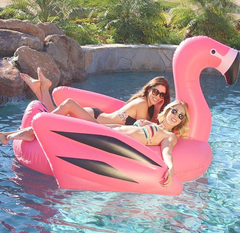 Eco-Friendly Inflatable Flamingo Pool Float with Cup Holder and Rope Buckle, 190CM