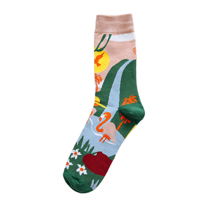 Whimsical Lovebirds Graffiti Socks