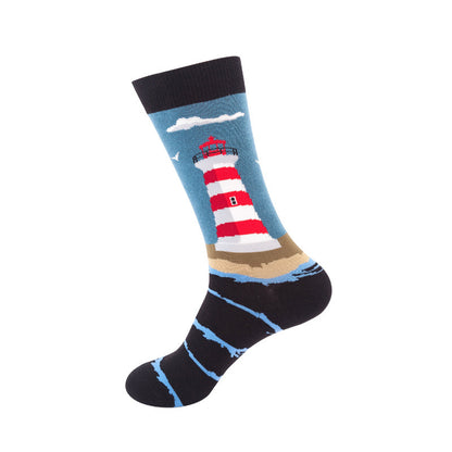 Whimsical Cotton Skate Socks: A Funky Fusion of European and American Vibes