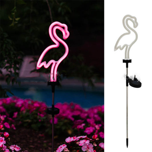 Solar Lawn Lamp Ground Lamp Flamingo Neon Lamp Outdoor Waterproof Courtyard Lamp Garden Products Garden Accessories