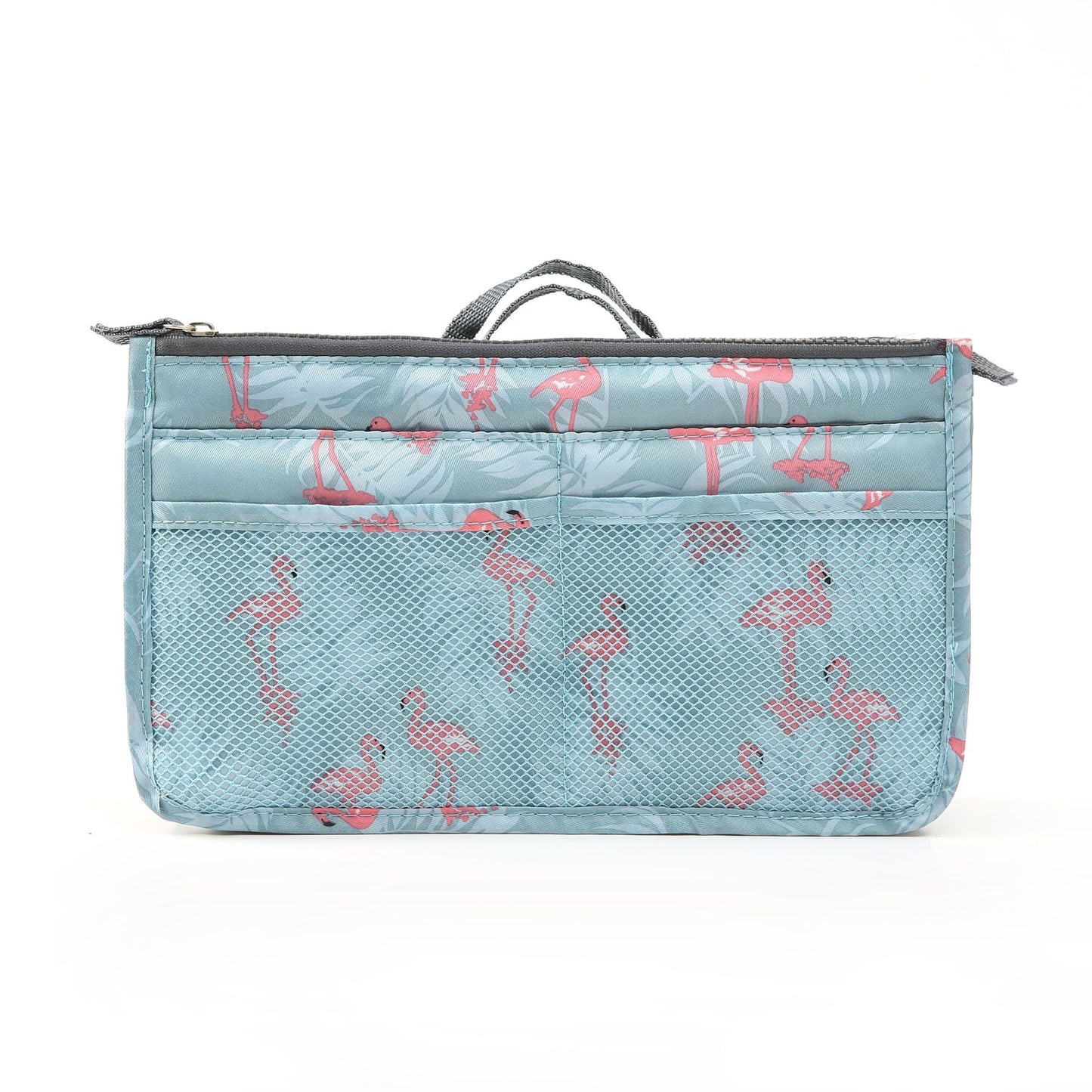 Flamingo Print Travel Cosmetic Organizer with Double Zipper