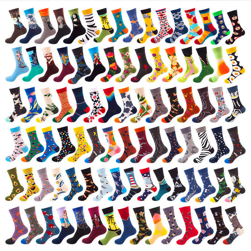 Whimsical Cotton Skate Socks: A Funky Fusion of European and American Vibes