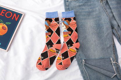 Whimsical Lovebirds Graffiti Socks