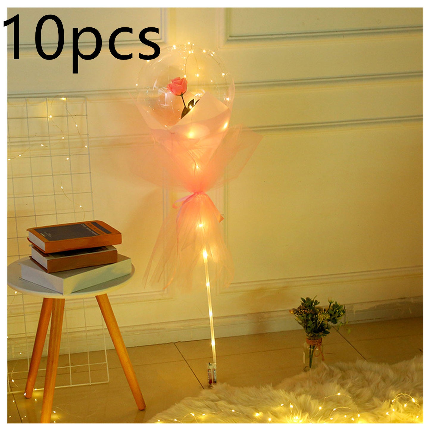 Radiant Rose Glow Balloon Wonderland - Sparkling Bobo Balloons with Twinkling Lights