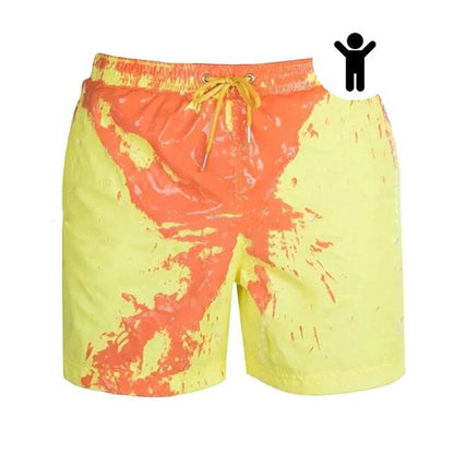 Color-Changing Summer Beach Shorts for Men - Quick Dry Swim Trunks with Drawstring