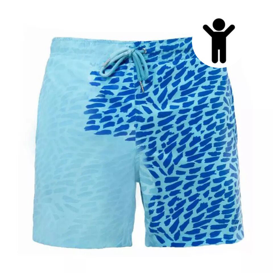 Color-Changing Summer Beach Shorts for Men - Quick Dry Swim Trunks with Drawstring