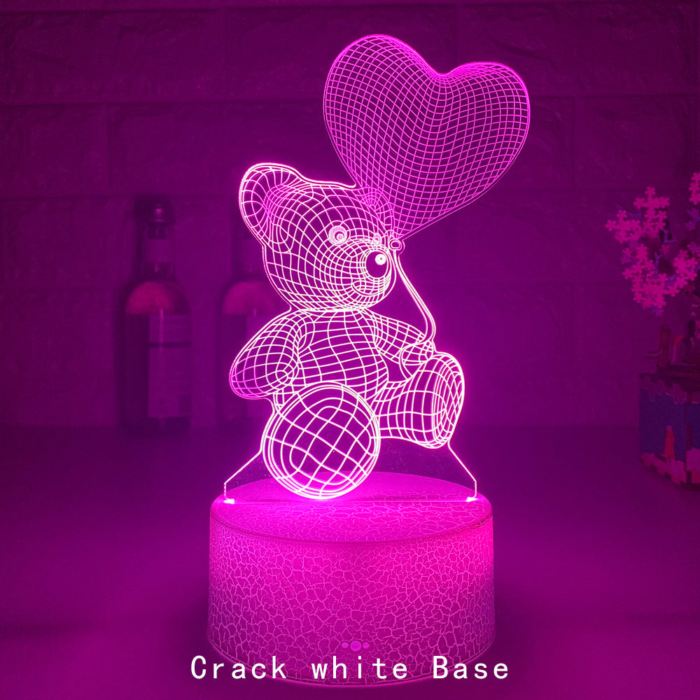 Whimsical 3D Teddy Bear Glow Buddy - Remote-Controlled LED Night Lamp in Adorable Acrylic for Magical Home Vibes, Birthday Surprises, and Heartwarming Celebrations!