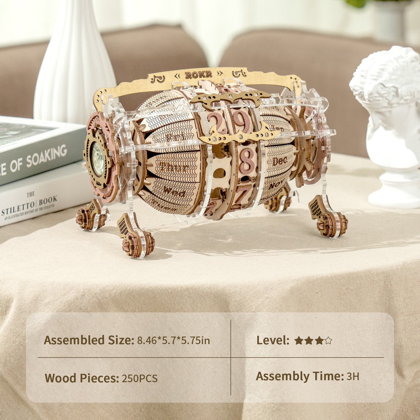 3D Wooden Zodiac Wall Clock Puzzle by Robotime - DIY Model Assembly Kit