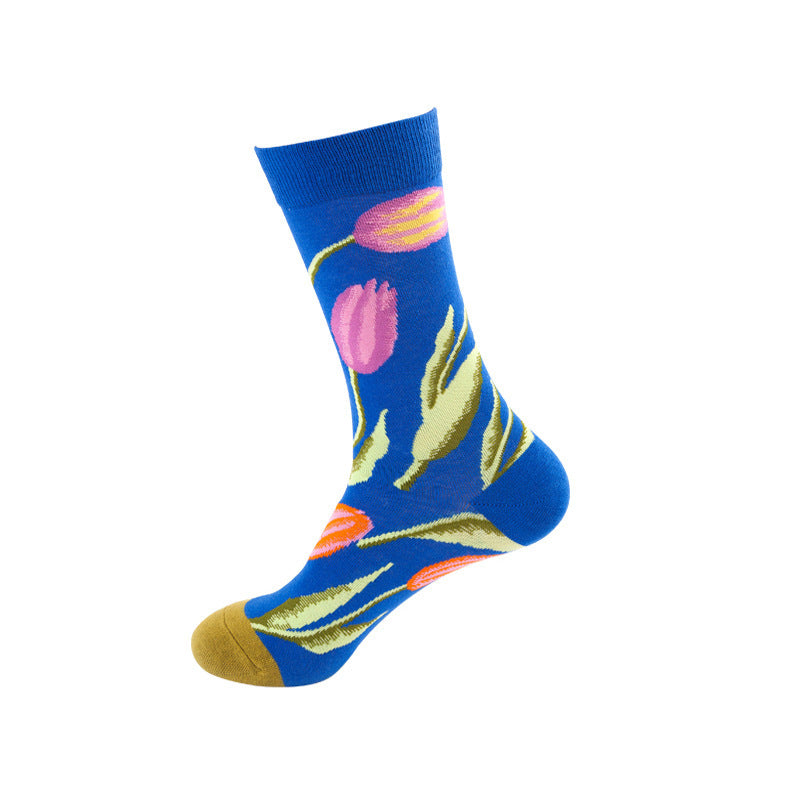 Whimsical Cotton Skate Socks: A Funky Fusion of European and American Vibes