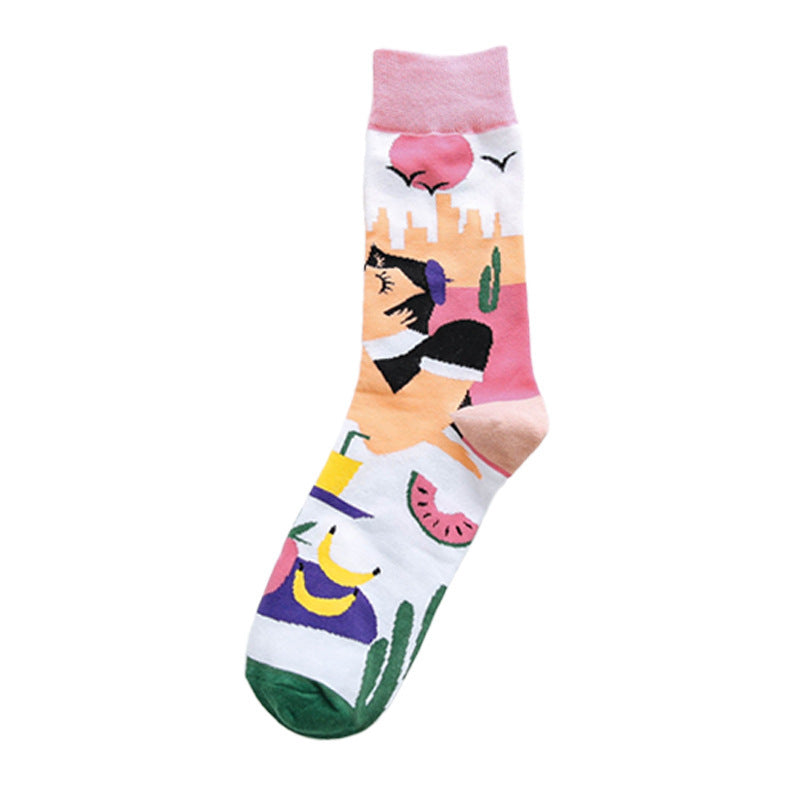 Whimsical Lovebirds Graffiti Socks