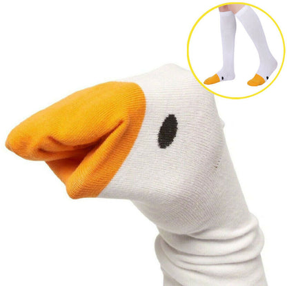 Whimsical Waddling Goose Cotton Socks - Playful Unisex Footwear Fun