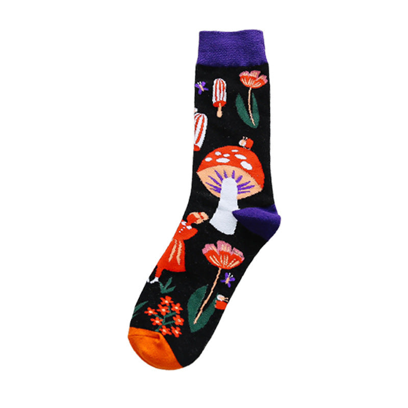 Whimsical Lovebirds Graffiti Socks