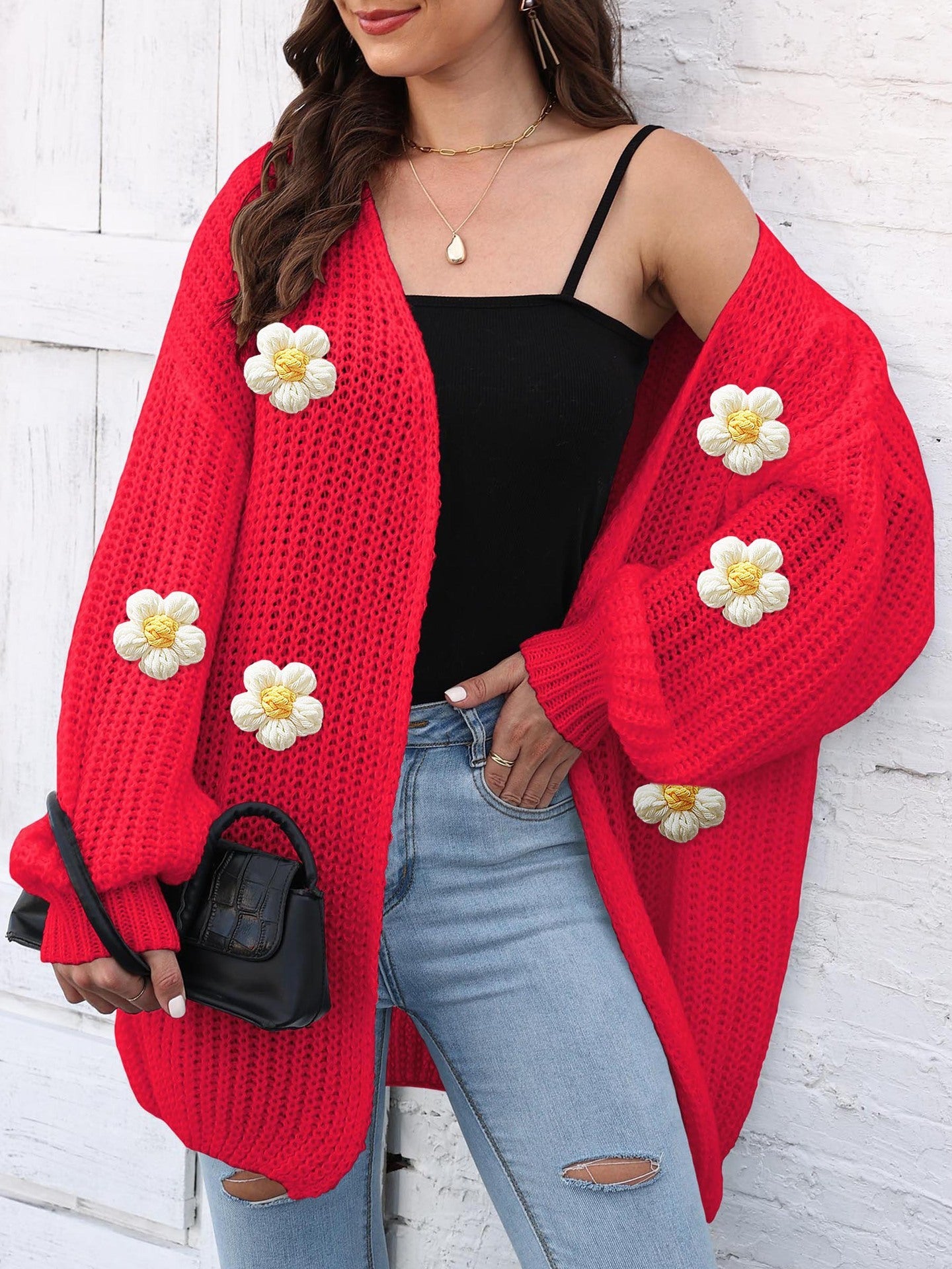 Charming Crochet Blossom Sweater Coat for Women – A Whimsical Wardrobe Wonder!