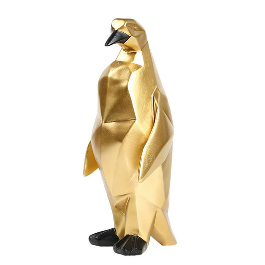 Charming Geometric Penguin Delight: Whimsical Resin Ornament for Playful Spaces