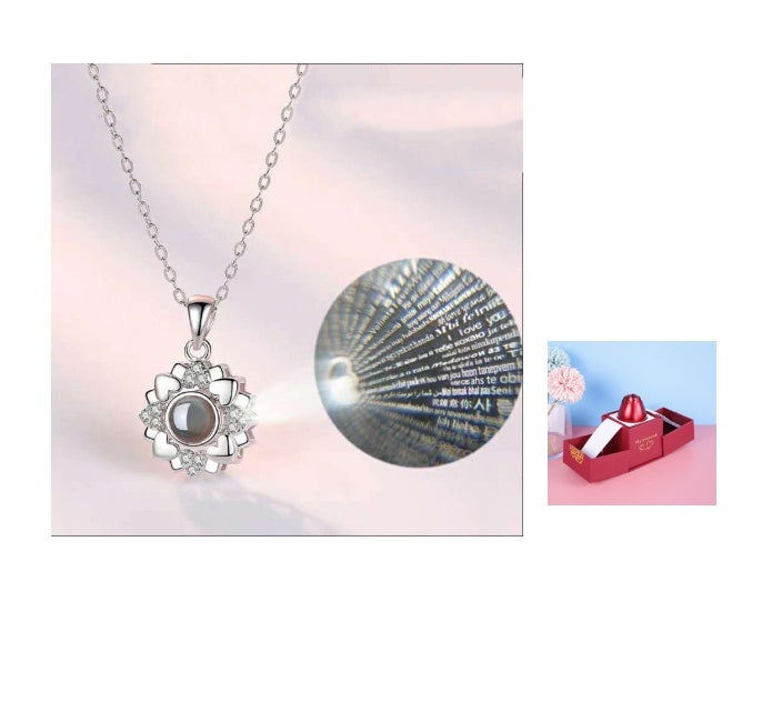 Elegant Metal Rose Jewelry Gift Box with Crystal Necklace for Valentine's Day and Weddings