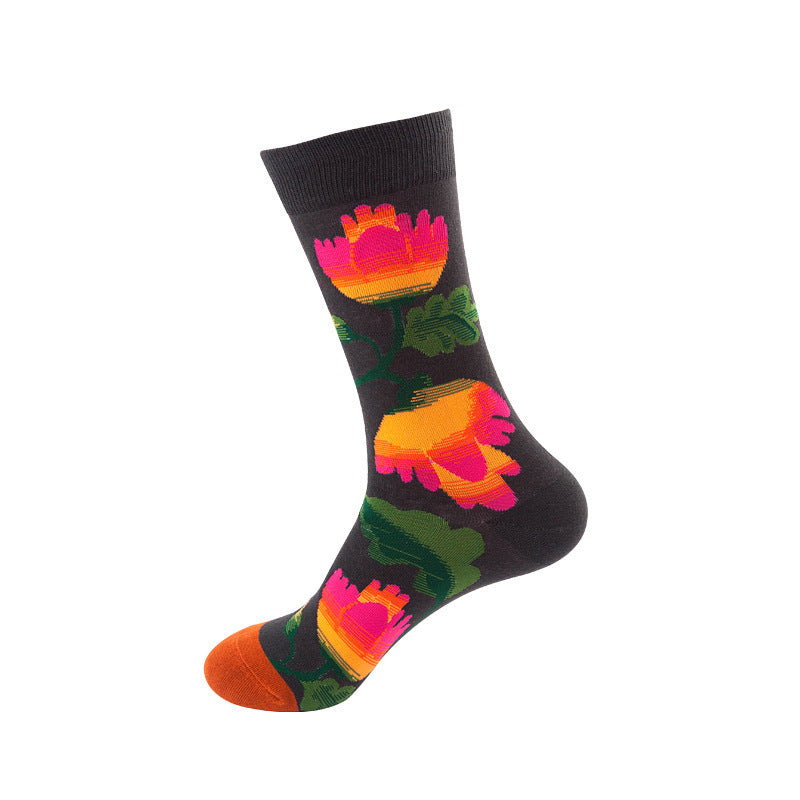 Whimsical Cotton Skate Socks: A Funky Fusion of European and American Vibes