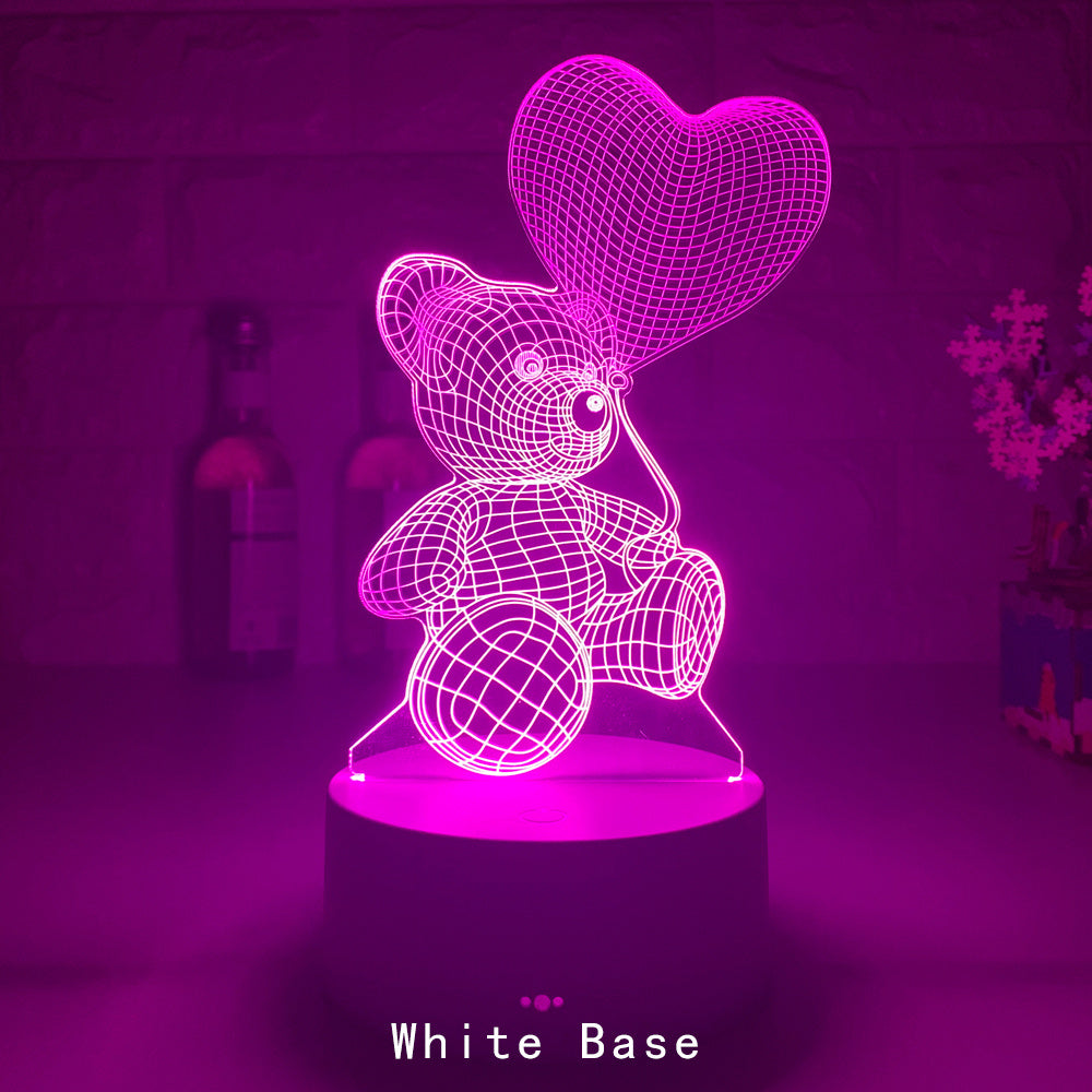 Whimsical 3D Teddy Bear Glow Buddy - Remote-Controlled LED Night Lamp in Adorable Acrylic for Magical Home Vibes, Birthday Surprises, and Heartwarming Celebrations!