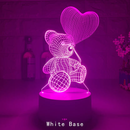 Whimsical 3D Teddy Bear Glow Buddy - Remote-Controlled LED Night Lamp in Adorable Acrylic for Magical Home Vibes, Birthday Surprises, and Heartwarming Celebrations!