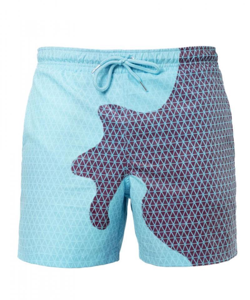 Color-Changing Summer Beach Shorts for Men - Quick Dry Swim Trunks with Drawstring