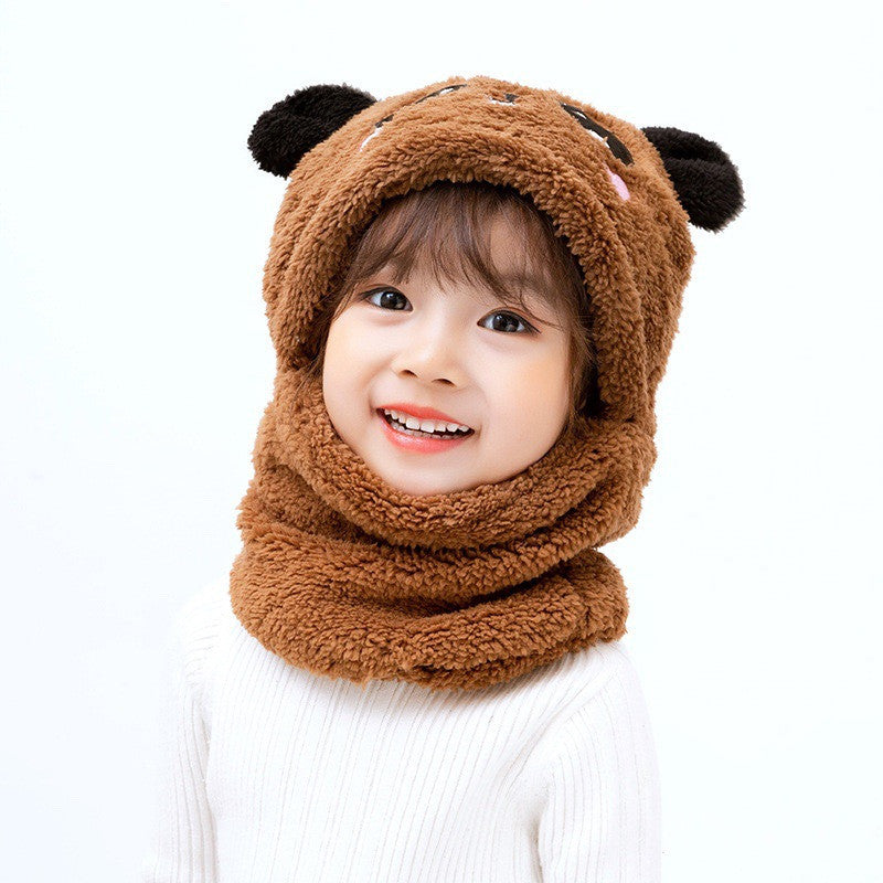 Adorable Panda-Design One-Piece Winter Bib Hat for Babies with Ear Protection