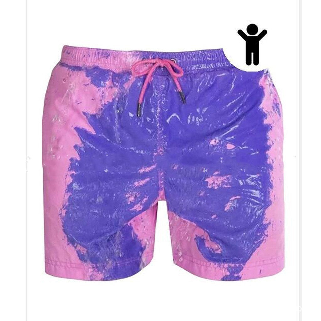 Color-Changing Summer Beach Shorts for Men - Quick Dry Swim Trunks with Drawstring