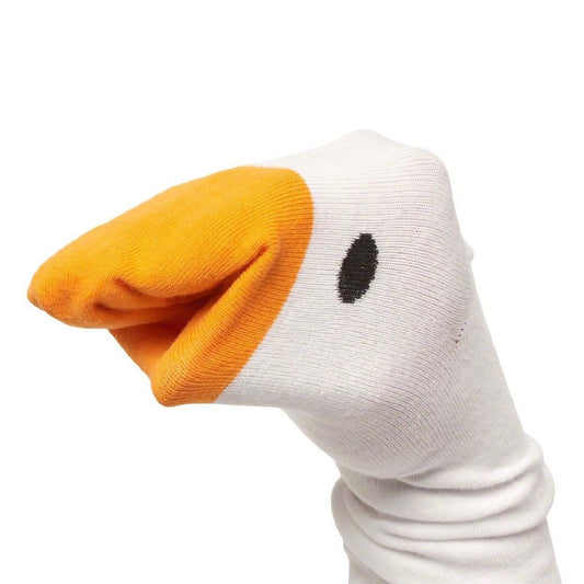 Whimsical Waddling Goose Cotton Socks - Playful Unisex Footwear Fun