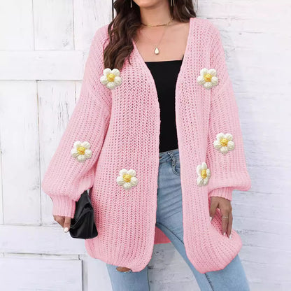 Charming Crochet Blossom Sweater Coat for Women – A Whimsical Wardrobe Wonder!