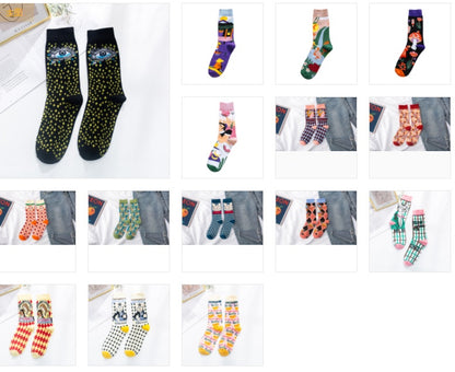 Whimsical Lovebirds Graffiti Socks