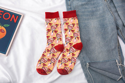 Whimsical Lovebirds Graffiti Socks