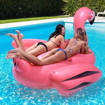 Eco-Friendly Inflatable Flamingo Pool Float with Cup Holder and Rope Buckle, 190CM