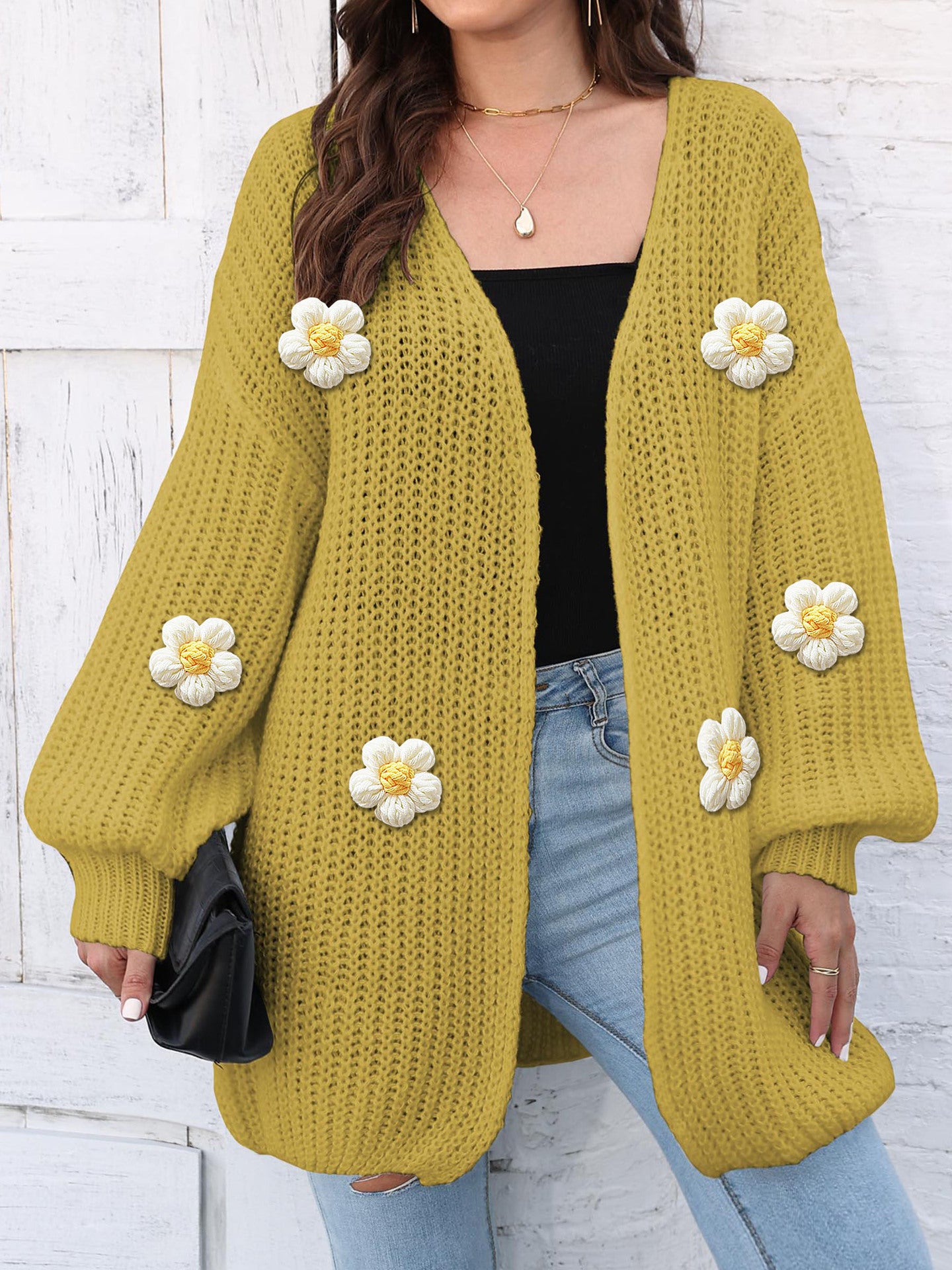 Charming Crochet Blossom Sweater Coat for Women – A Whimsical Wardrobe Wonder!