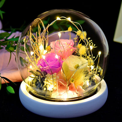 Eternal Enchantment: Whimsical Rose Wonderland in a Glass Dome Gift Box