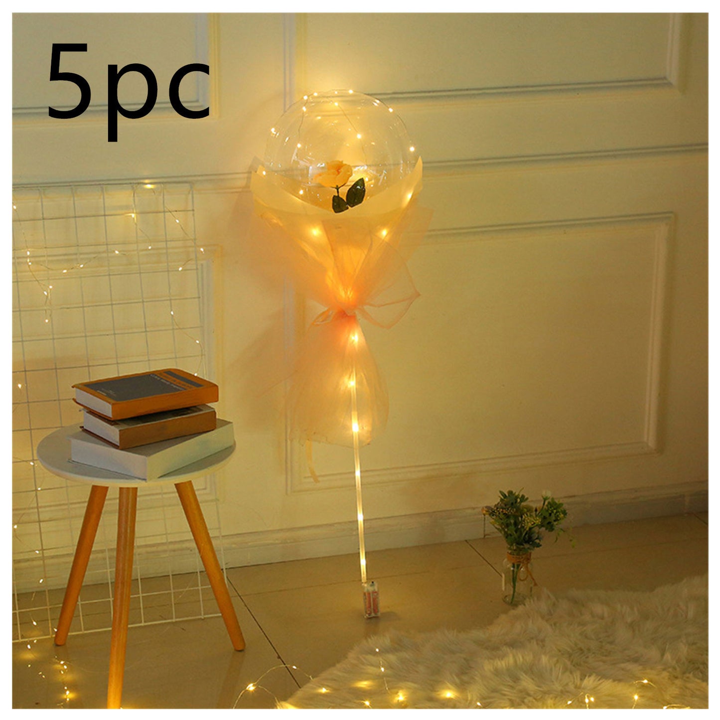 Radiant Rose Glow Balloon Wonderland - Sparkling Bobo Balloons with Twinkling Lights