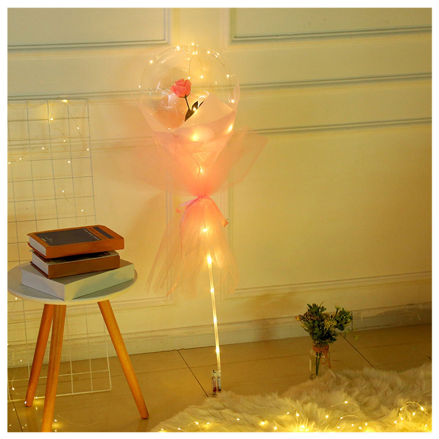 Radiant Rose Glow Balloon Wonderland - Sparkling Bobo Balloons with Twinkling Lights