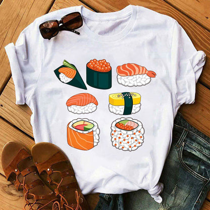 Sushi Serenade: Whimsical Women's Short Sleeve Delight Tee