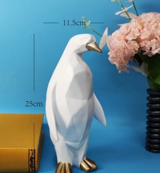 Charming Geometric Penguin Delight: Whimsical Resin Ornament for Playful Spaces