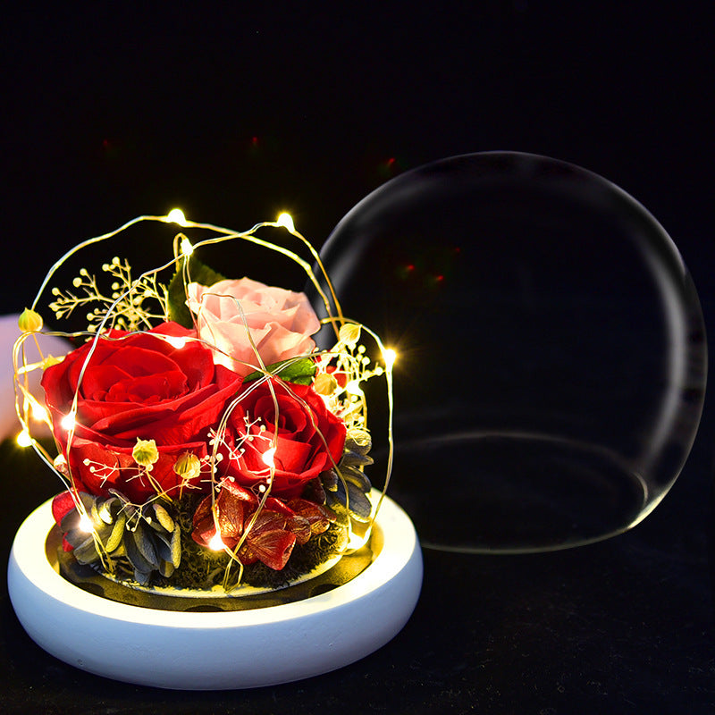 Eternal Enchantment: Whimsical Rose Wonderland in a Glass Dome Gift Box