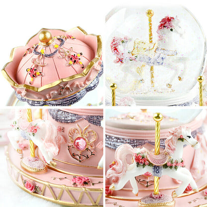 Whimsical Wonder Carousel: Enchanting Crystal Music Box for the Romantic at Heart